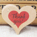 Thank You Red Heart Gift Tag Label Craft Paper Love Heart Wedding Tags 3x4cm - Brown