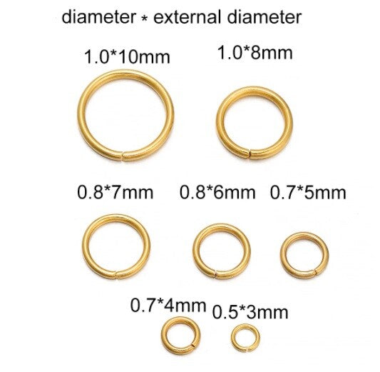 Gold Jump Rings - Ring Connectors Jewellery Craft Connector Many Sizes