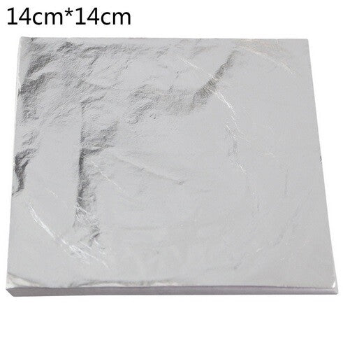 100 Sheets Rose Gold Silver Copper Leaf Foil Gilding Decoupage 14x14cm - Silver