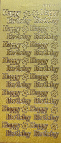 Happy Birthday Glitter Gold / Silver Peel Off Sticker Card Making Craft Stickers - Gold (484590)