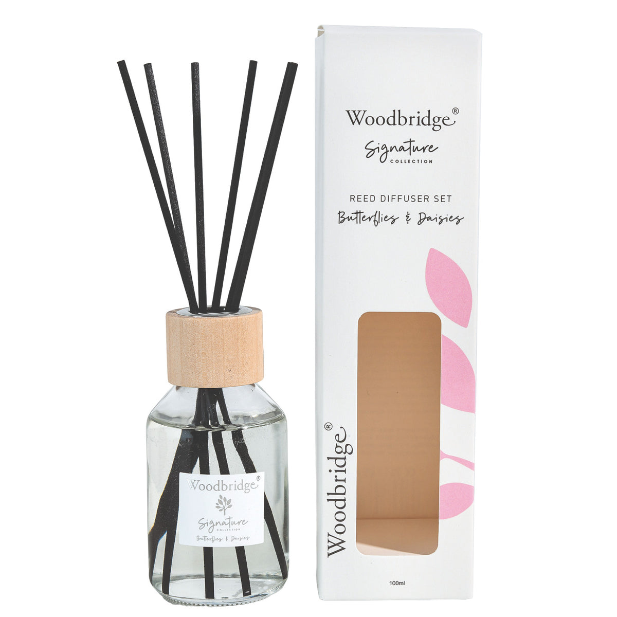 Woodbridge Premium Luxury Reed Diffuser Boxed Scented Home Gift - 100ml Butterflies & Daisies