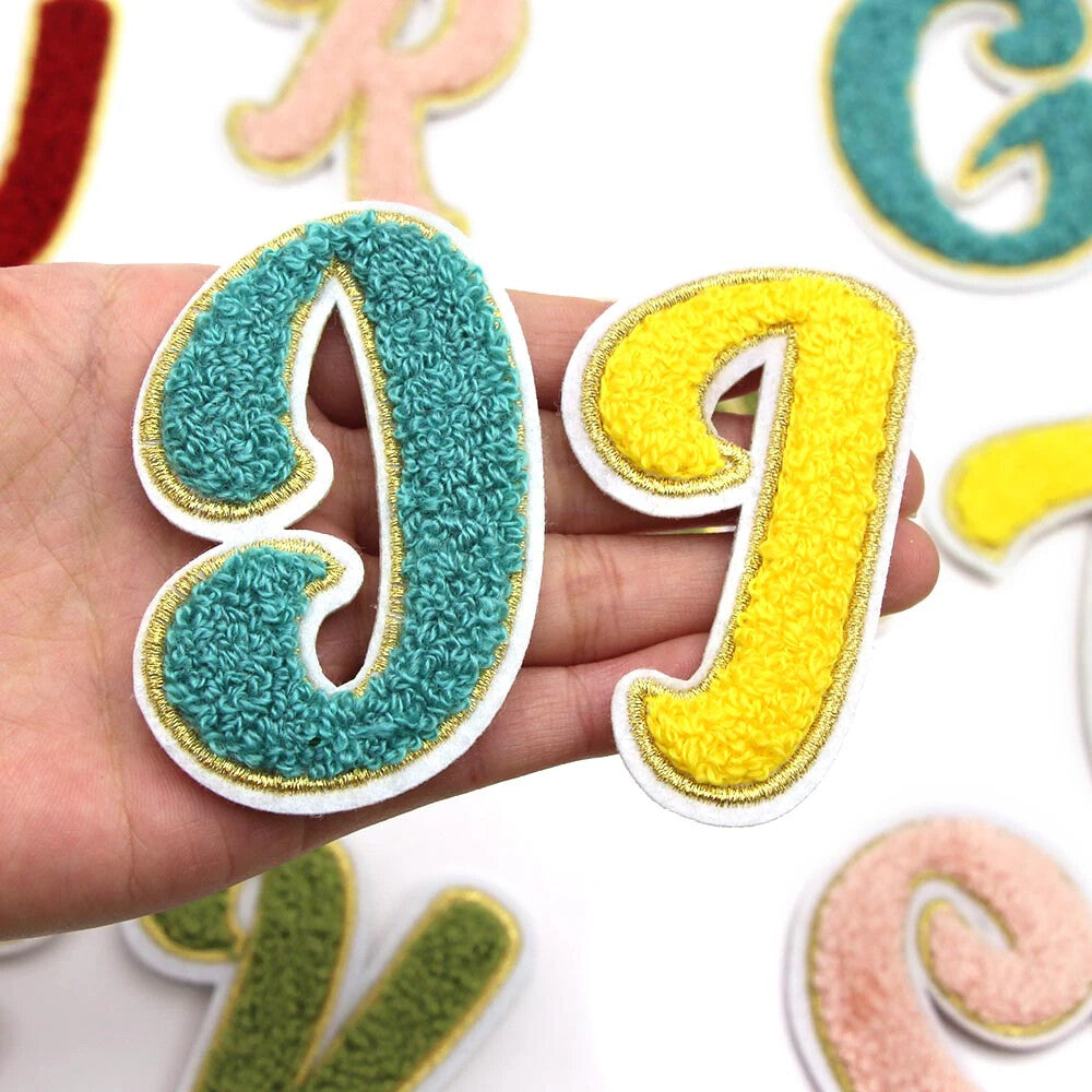 5 Colours Chenille Patch Letter Patches Iron on Sew on Alphabet Embroidery