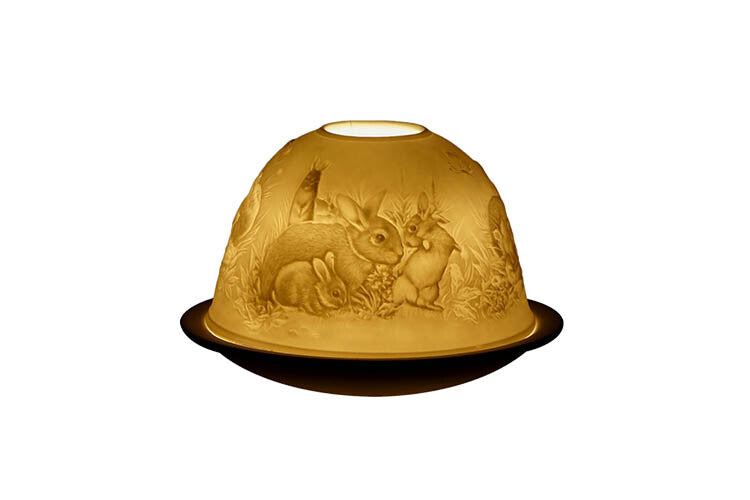 Lithophane Porcelain Ceramic Dome Candle Tealight Holder Christmas Votive Gift - Rabbit - (8x12cm)