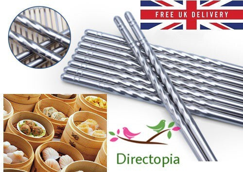 1 Pair of Chinese Stainless Steel Chopsticks - 22cm Long