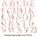 All 26 Letters Alphabet Hotfix Transfer Hot Transfer Patch Pink Flower Design