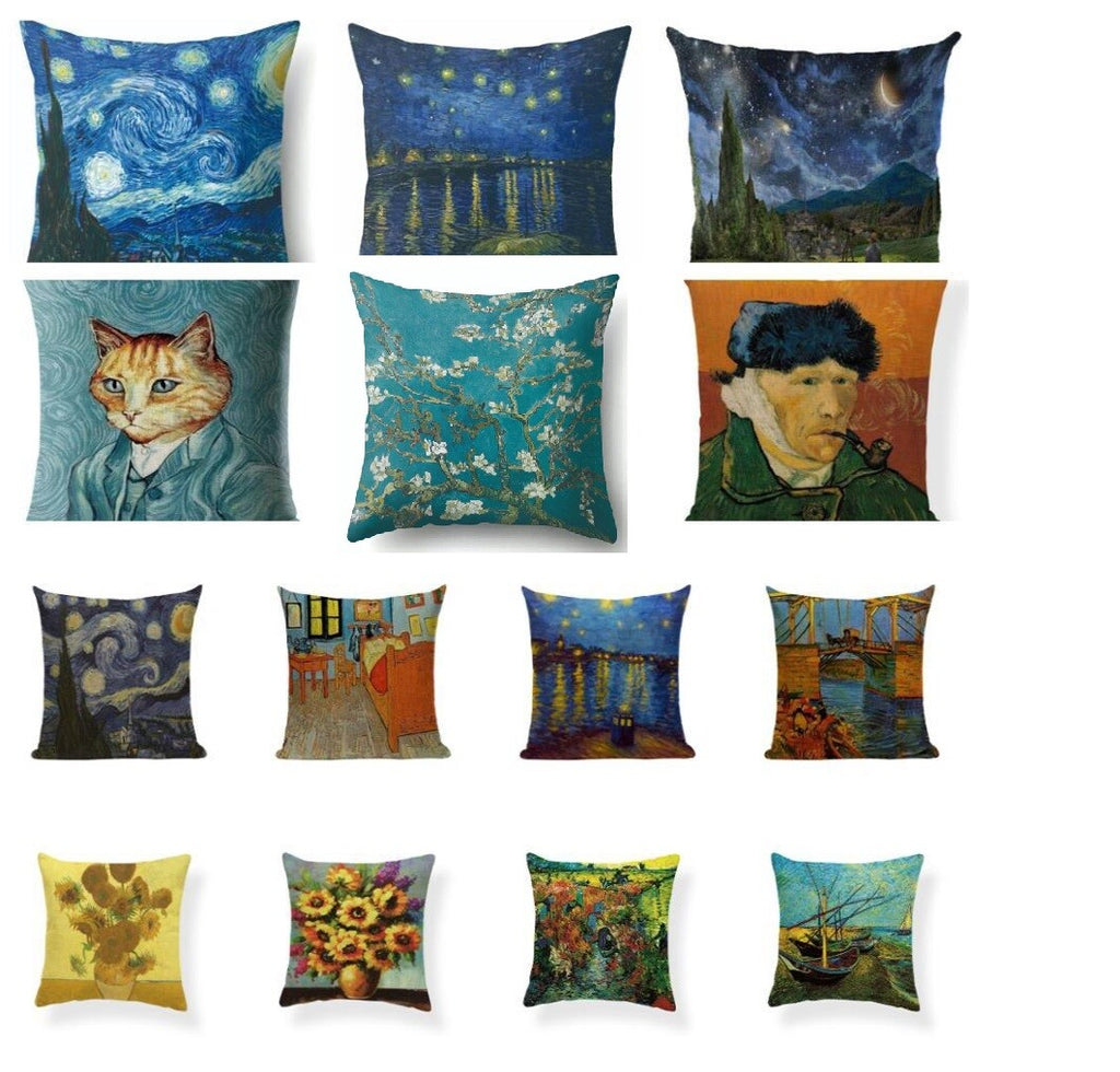 Artist Van Gogh Starry Night Blossom Oil Painting Cushion Covers 45x45cm