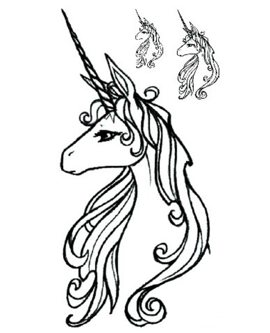 Mystical Unicorn Tattoo Kawaii Waterproof Body Art Stickers Removable B&W