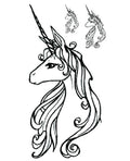 Mystical Unicorn Tattoo Kawaii Waterproof Body Art Stickers Removable B&W
