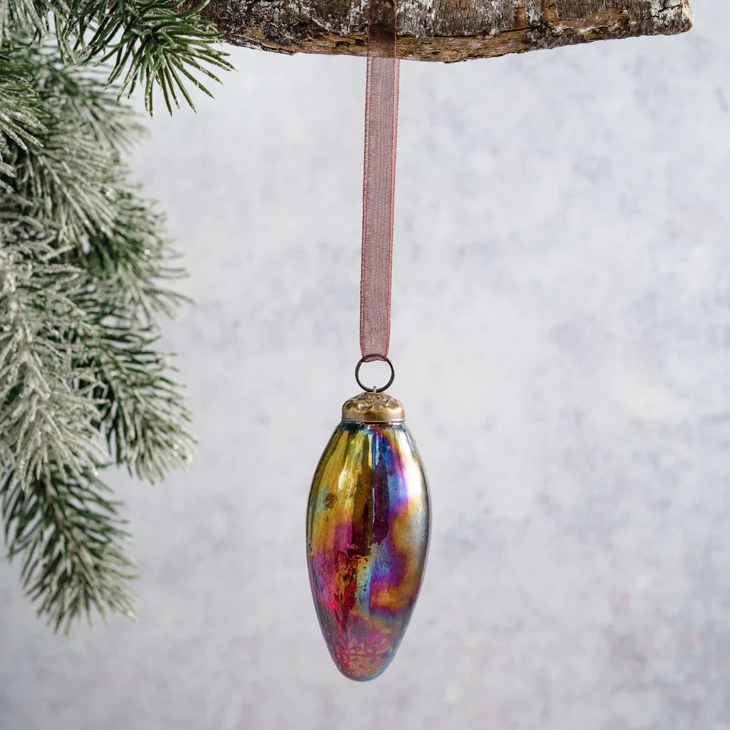 2 Pack Conical Glass Handcrafted Baubles Premium Traditional Christmas Tree - 2 Pack Wine Lustre
