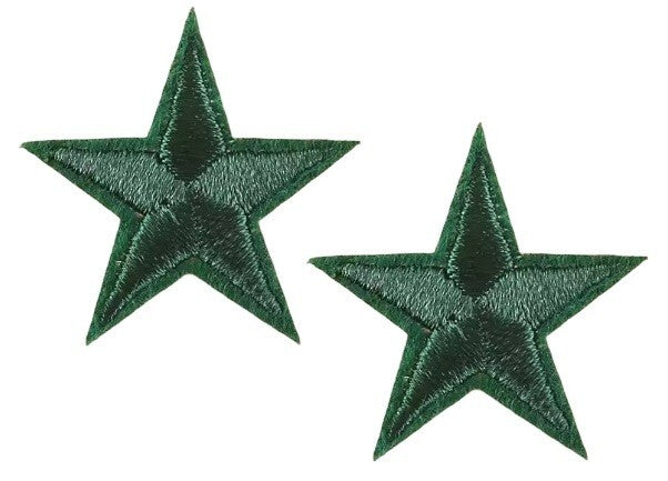 2 Dark Green Star Patches Iron On Sew On Stars Patch Embroidered Applique Badges