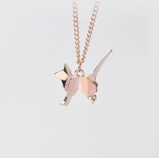Origami Cat Stylish Necklace Kitsch Gold Rose Silver Black Kawaii Unique - Rose Gold