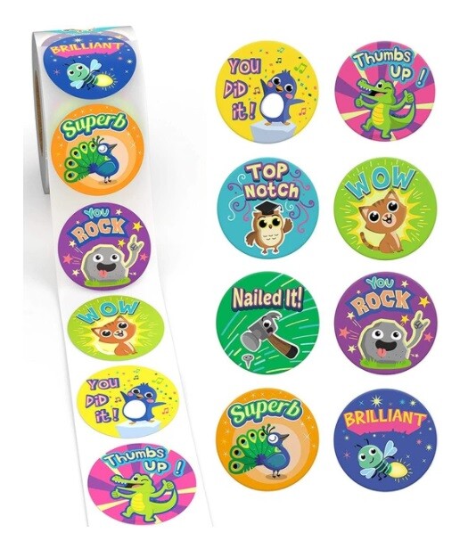 Kids Reward Stickers Labels Well Done Children's School Teachers & Nursery 25mm - Design 7