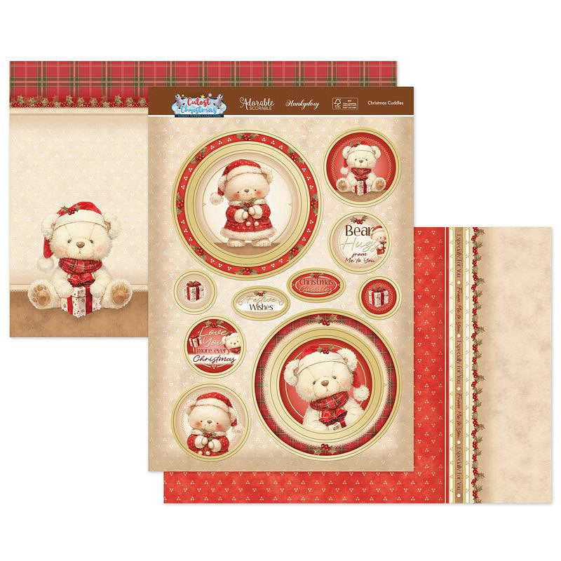 Hunkydory Christmas Card Making Kits Festive Xmas Luxury Topper Set Pack Toppers - Christmas Cuddles