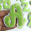 Lime Green Chenille Patch Letter Patches Iron on Sew on Alphabet Embroidered