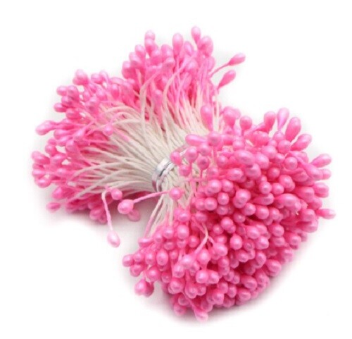 Artificial Flower Stamen Double Head Eco Friendly Wedding Floral Craft - 3mm - Pink