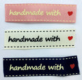Fabric Labels 'Hand Made With Love' Sew On Craft Clothing Label Tags 65x15mm