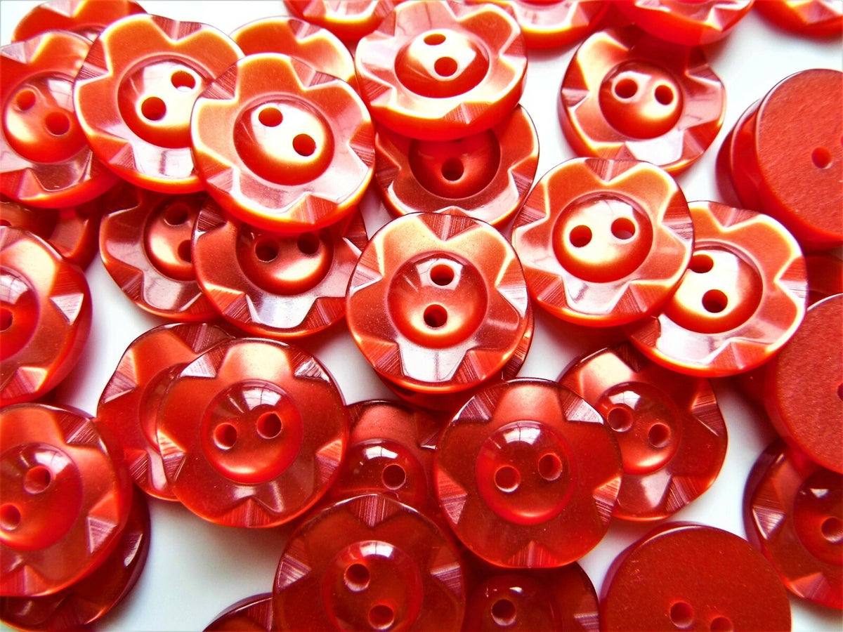 Fruit Gum Baby Buttons Dished Edge 11mm 14mm 16mm Dish Edged Button - Red
