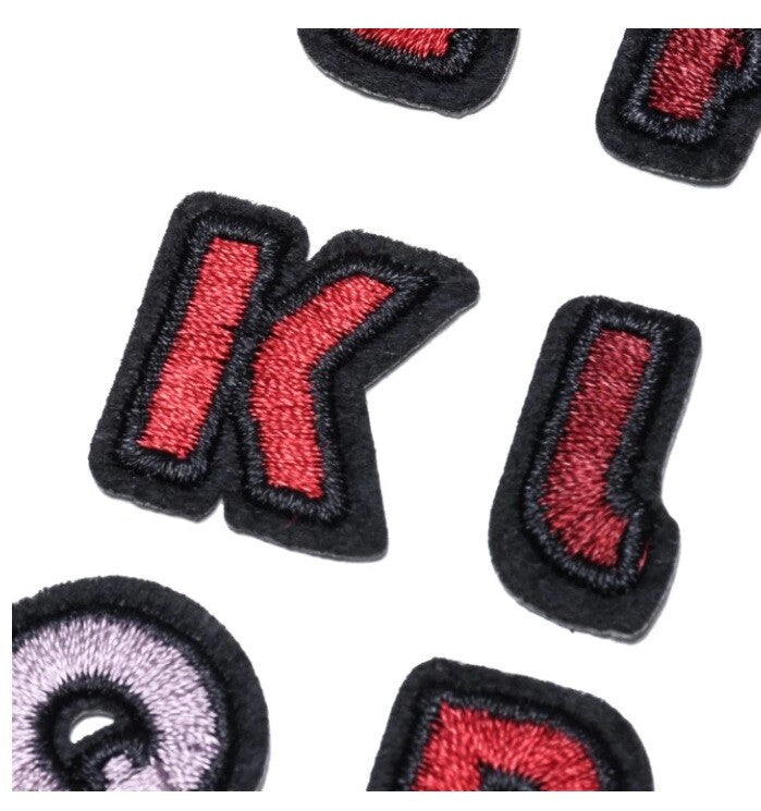 Red & Pink Letter Patch Iron or Sew on Alphabet Embroidery Customise Clothing
