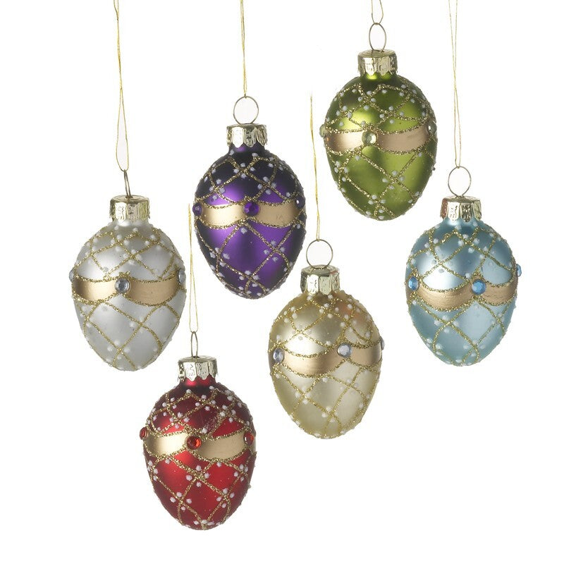 Glass Handcrafted Baubles Premium Traditional Christmas Tree Decoration - 6 Multi Glass Baubles