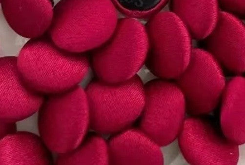 Coloured Buttons Fabric Cloth Covered Button Satin Round Sewing 11mm / 1.1cm - Wine