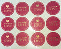 Round Paper Labels Hand Made with Love Stickers Red and Gold