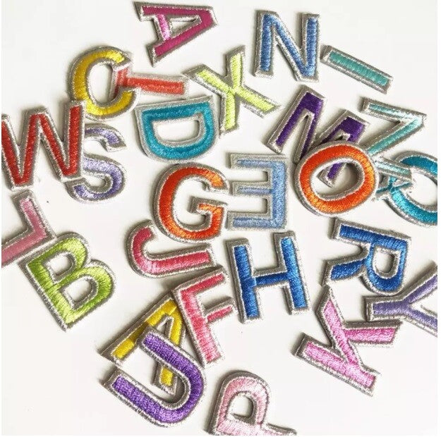 Multicoloured Letter Patch Iron or Sew on Alphabet Embroidery Customise 3cm