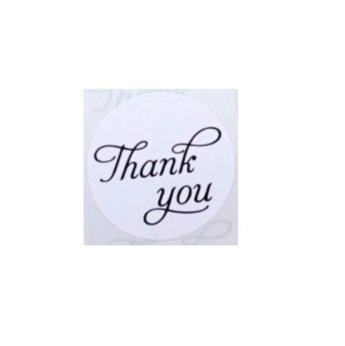 Round Sticky Labels 'Thank You' White Gift Craft Stickers Label Seals 2.5cm