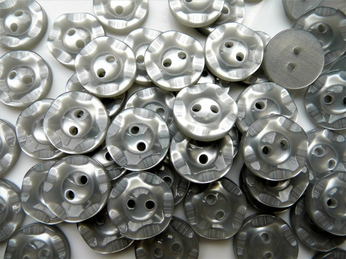 Fruit Gum Baby Buttons Dished Edge 11mm 14mm 16mm Dish Edged Button - Light Grey