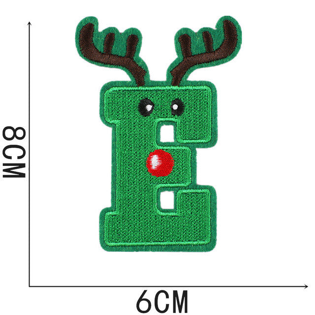 Patch Letter Christmas Santa Xmas Patches Iron on Sew on Alphabet Embroidery
