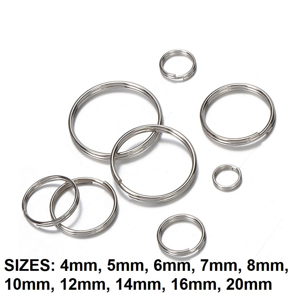 Rhodium Keyring Split Rings Key Chain Craft Jewellery Links Various Sizes 4-20mm