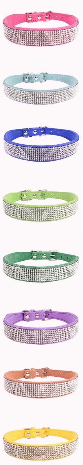 Suede Rhinestone Dog Collar Diamante Puppy Yorkie Teacup Chihuahua & Upwards