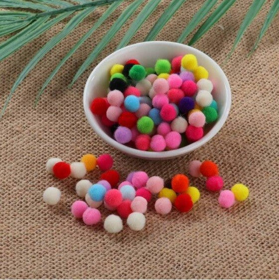 Craft Pom Poms Size 8mm Many Colour Options & Pack Sizes Pom Pom Art & Craft - Mix of Colours
