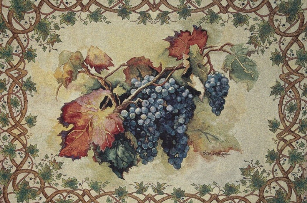 Tapestry Autumnal Grape Vine Grapes Rustic Wall Art 100x138cm