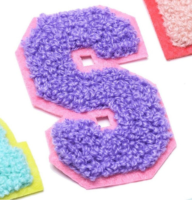 Chenille Multicoloured Alphabet Letter Patch Patches Iron/Sew Towel Embroidered