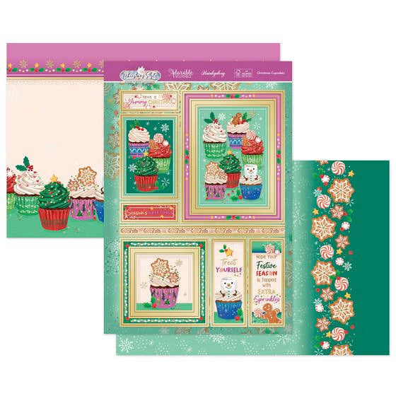 Hunkydory Christmas Card Making Kits Festive Xmas Luxury Topper Set Pack Toppers - Christmas Cupcakes