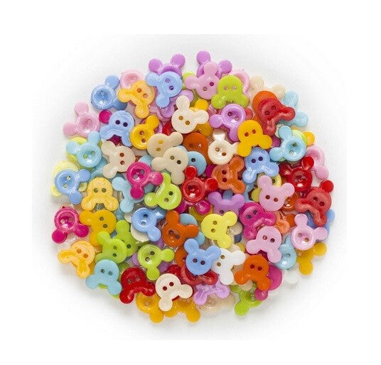 Mouse Ears Baby Buttons 2 Hole 15x13mm Sewing Craft Child Clothing Gift Projects - Mix of Colours