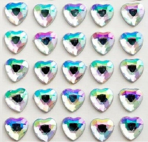 Hearts Sheet Self Adhesive Craft Diamante Rhinestone Heart Stick on Crystals - Iridescent AB