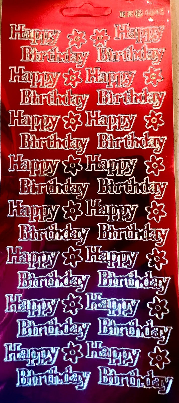 10 SHEETS - Red Happy Birthday Mirror Shine Peel Off Sticker Craft Stickers