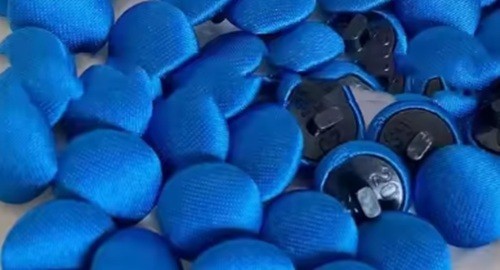 Coloured Buttons Fabric Cloth Covered Button Satin Round Sewing 11mm / 1.1cm - Peacock Blue