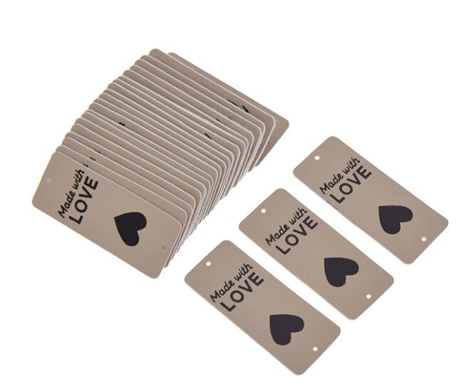 Faux Leather Labels Made with Love Sew On Garment Clothing Label Tags 5x2cm - Off White Design 3