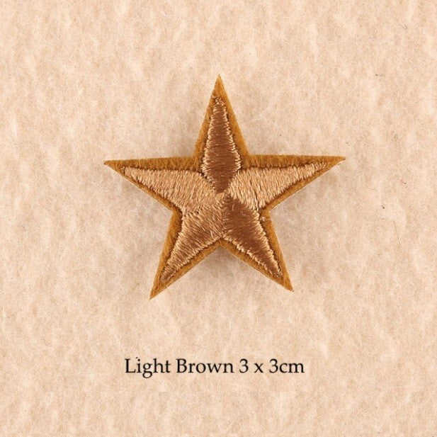2 Light Brown Star Patches Iron On Sew On Stars Patch Embroidered Applique Badge