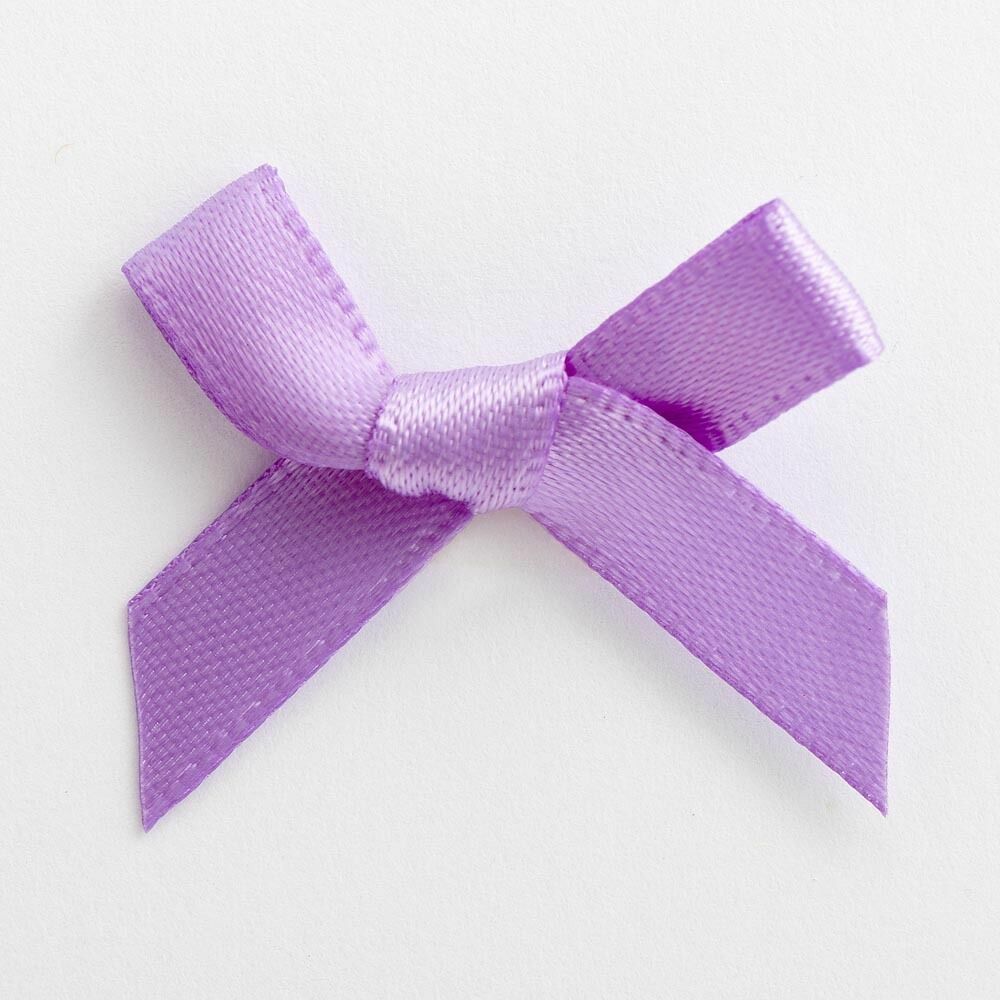 3cm Satin Bows 6mm Bow Pre Tied Ribbon Sewing Crafts Wedding Cards Scrapbook - Lilac