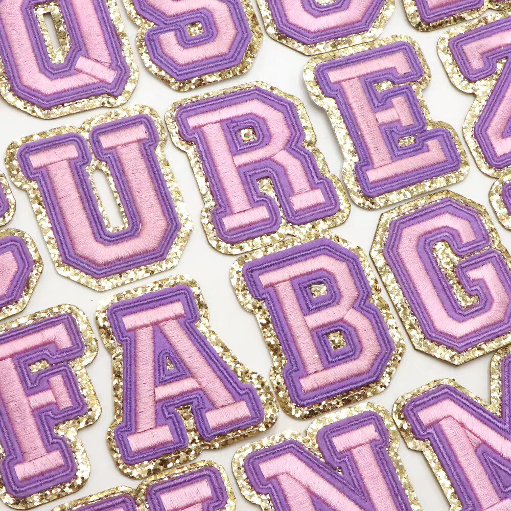 3D Gold & Coloured Patch Embroidered Letter Patches Iron on Alphabet 6cm