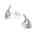 925 Sterling Silver Magical Unicorn Head Horse Pony Stud Earrings & Gift Box OX