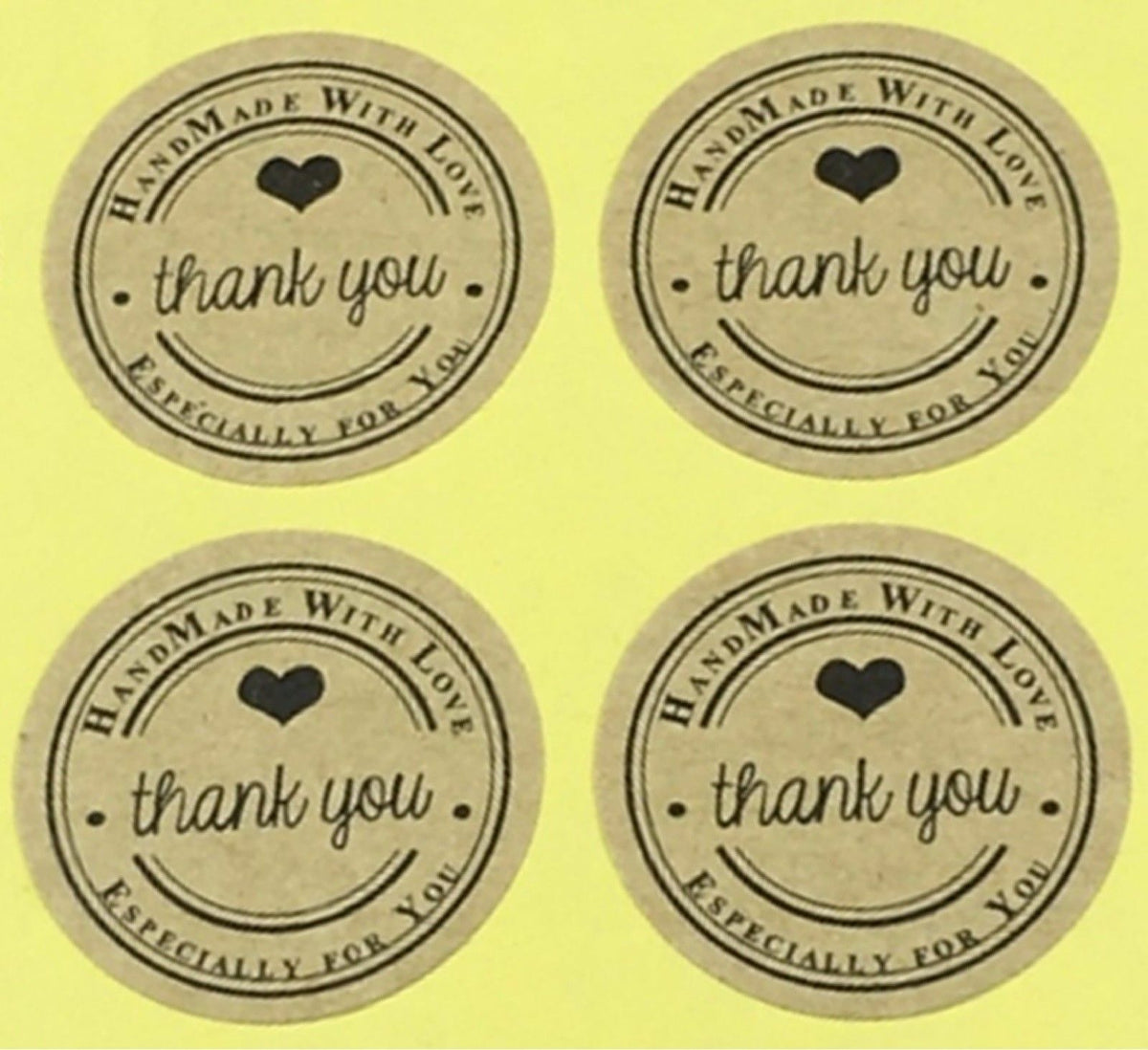 Round Paper Labels Thank you Hand made with love Gift Food Craft Stickers 3cm