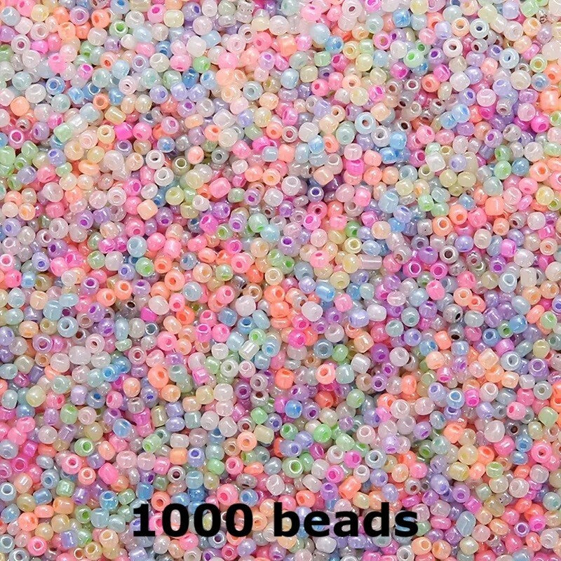 1000pcs Mixed Pastel Glass Seed Beads Multicoloured Jewellery Making Crafts 2mm