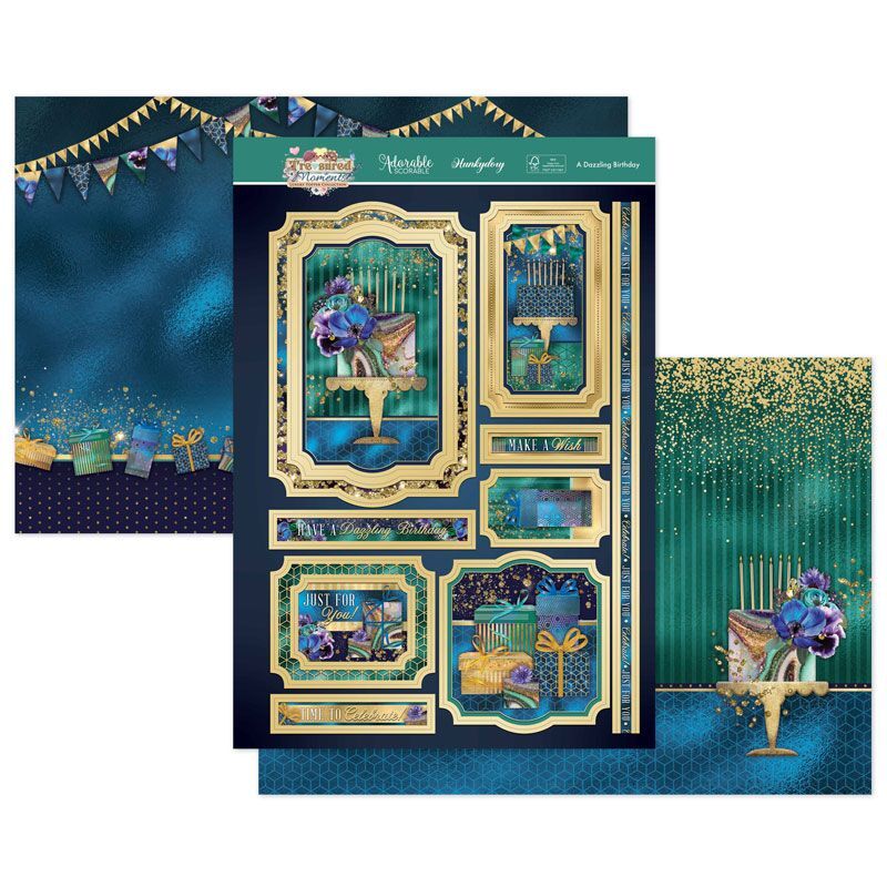 Hunkydory Greeting & Birthday Card Making Kits Luxury Topper Set Pack Toppers - A Dazzling Birthday