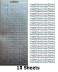 10 Sheets - Silver Happy Birthday Peel Off Sticker Craft Stickers 388601
