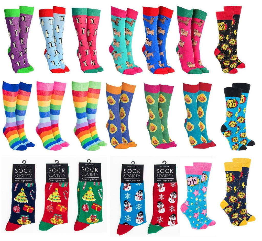Sock Society Cotton Soft Stretchy Christmas Socks One Size Fits all (Adult 5-12)