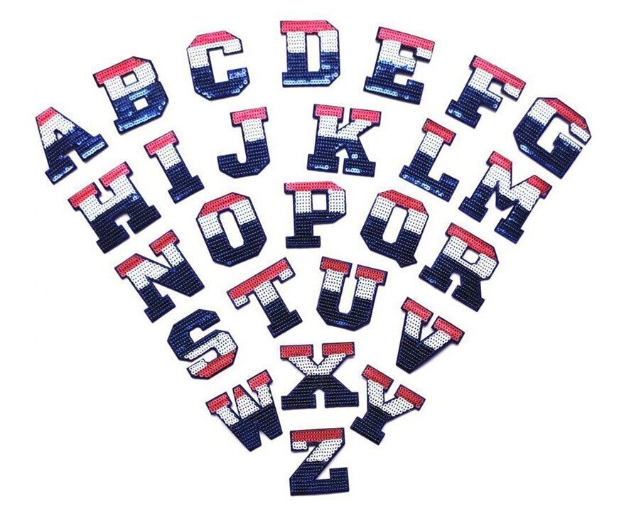 Alphabet Letters Patch Letter Sequins Iron on Clothing Embroidery 4.5cm